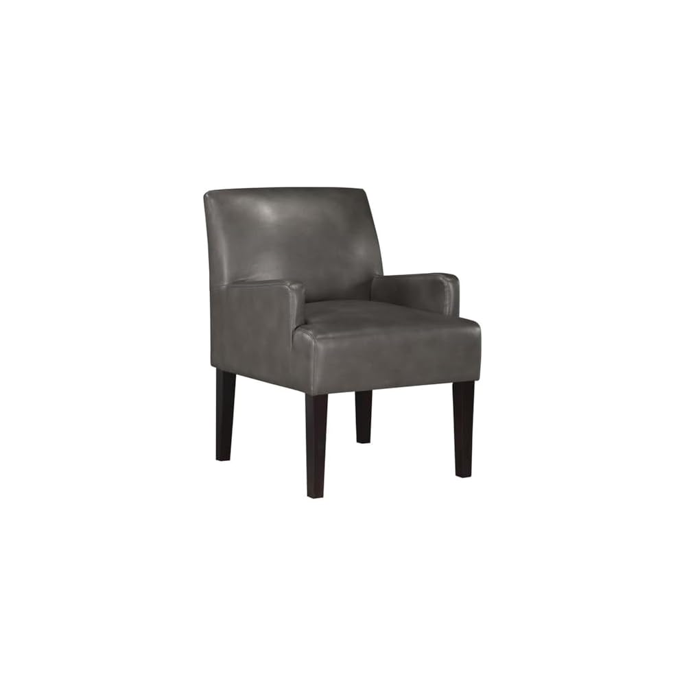 OSP Home Furnishings Main Street Upholstered Guest Chair with Espresso Finish Accents, Cement Grey Fabric