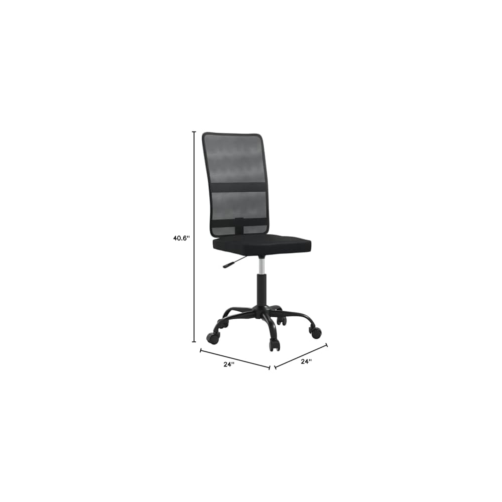 Tidyard Office Chair, Black Mesh Fabric Swivel Chair with Height Adjustment, Smooth Rolling Wheels, 242.5 lbs Capacity, for Home Office and Workspace