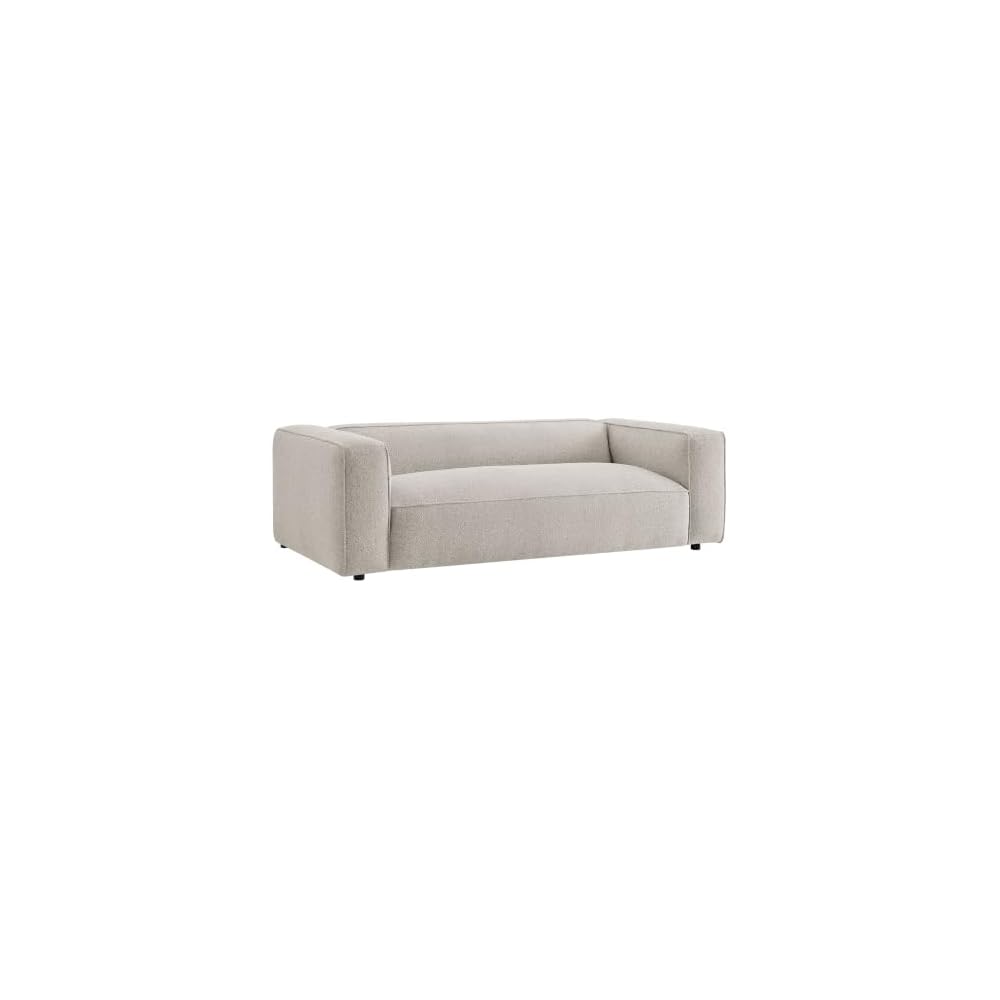 Modway Auren 88 Inch Lattice Bouclé Sofa with Pocket Spring Seat in Fog