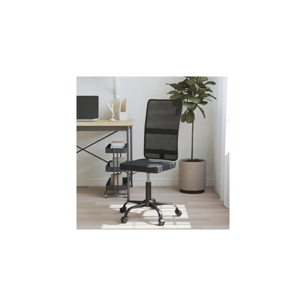 Tidyard Office Chair, Black Mesh Fabric Swivel Chair with Height Adjustment, Smooth Rolling Wheels, 242.5 lbs Capacity, for Home Office and Workspace