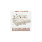 75" Oversized Loveseat Sofa with Storage Ottoman & USB Ports, Deep Seat Corduroy Couch with Coffee Table, Double Chaise Lounge for Living Room, Beige