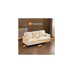 VINGLI Beige 83" Sofa Couches for Living Room, Corduroy Modern Comfy 3 Seater Couch 25.6" Deep Seat Upholstery Cozy Sofas for Small Space, Bedroom, Apartment, Home Office