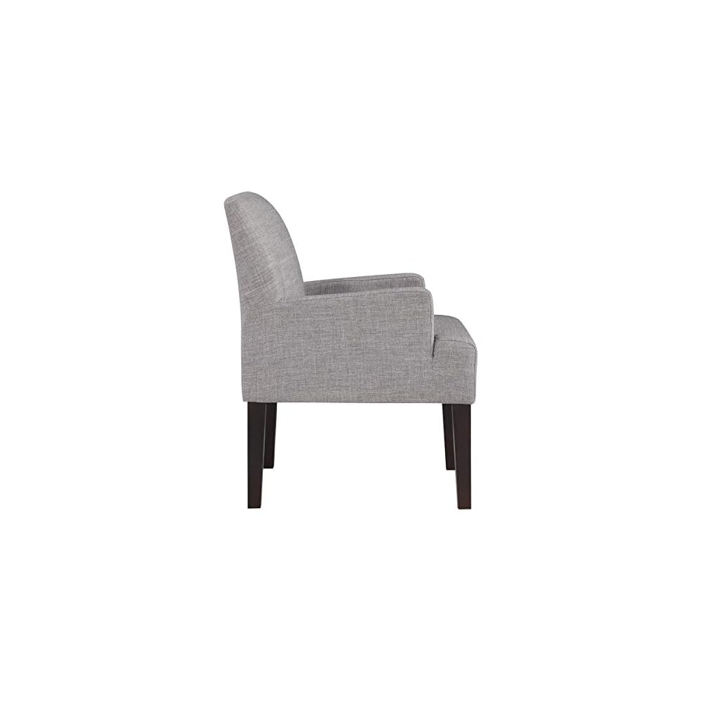 OSP Home Furnishings Main Street Upholstered Guest Chair with Espresso Finish Accents, Cement Grey Fabric