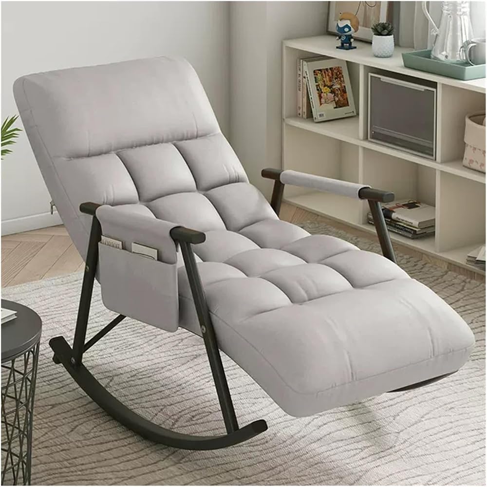 LSLYTQ Loungs, Rocking Chair Upholsted Rocking Chair for,Armchair Lounge Comfy Side Chair w High Backrest for Living Room,Bedroom,Office