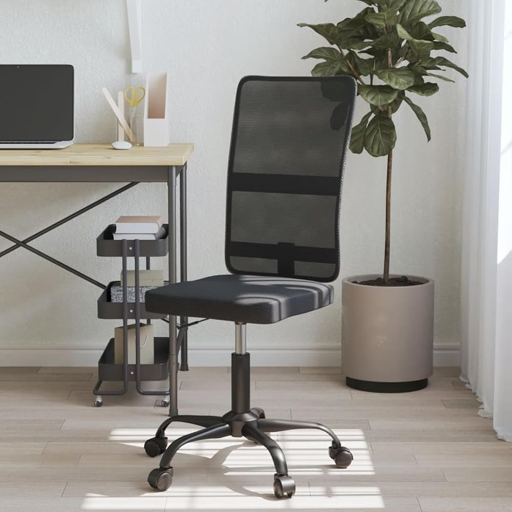 Tidyard Office Chair, Black Mesh Fabric Swivel Chair with Height Adjustment, Smooth Rolling Wheels, 242.5 lbs Capacity, for Home Office and Workspace