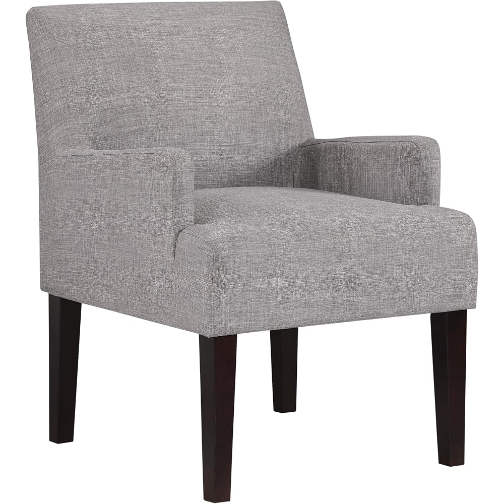 OSP Home Furnishings Main Street Upholstered Guest Chair with Espresso Finish Accents, Cement Grey Fabric